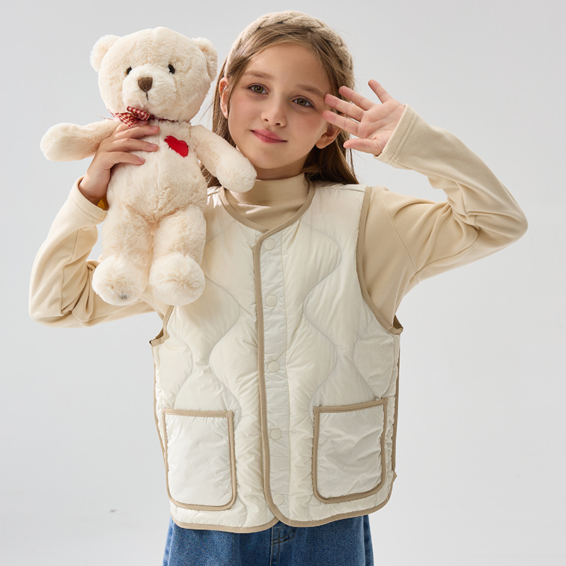 Children's clothing 2024 large children's down vest for autumn and winter men's and women's children's baby light thin vest two-sided wear a generation of hair