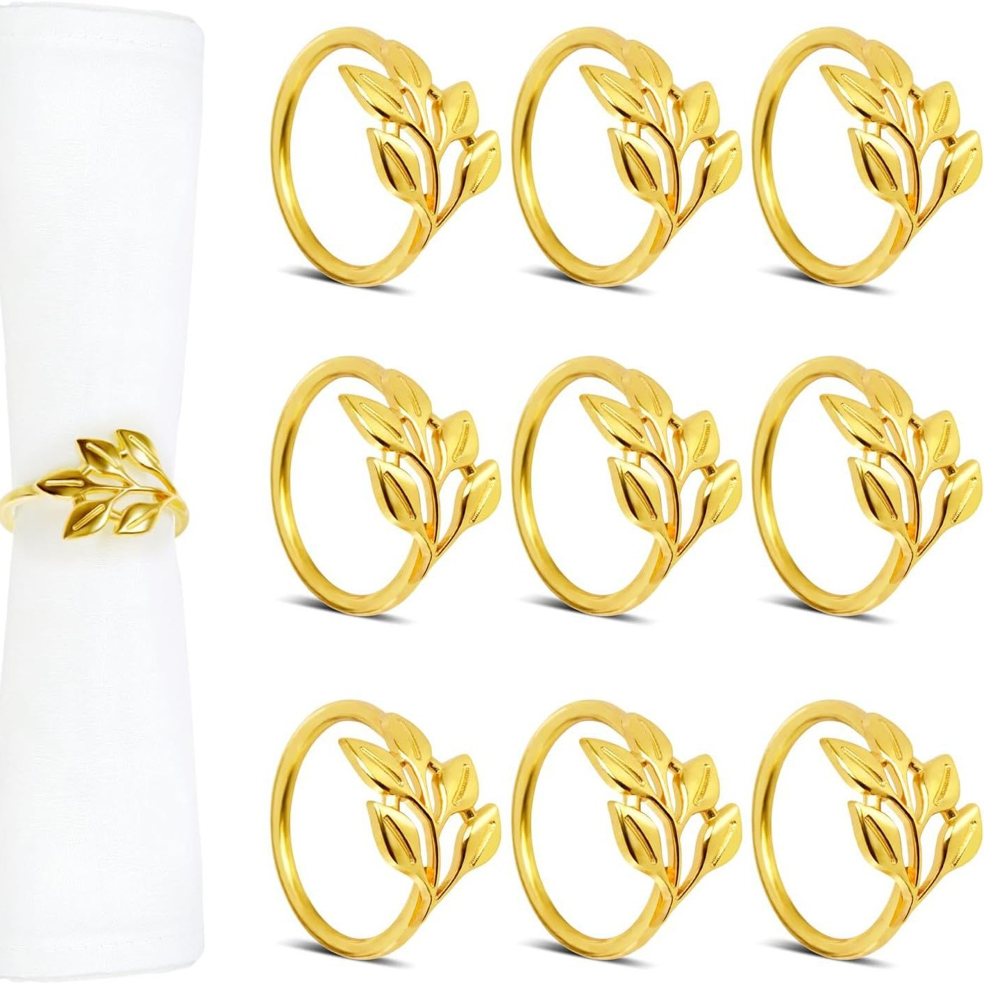 Cross-border Golden Tree Leaf Napkin Ring Willow Leaf Mouth Cloth Ring Napkin Buckle Metal Ring Hotel Table
