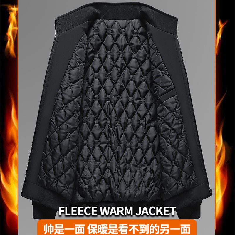 Cross-Border New Middle-Aged and Elderly Men's Jackets with Cotton Thickened Warm Stand-Up Collar Tops Dad's Large Size Casual Cotton Outwears