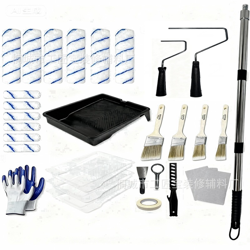 Paint Tray Liner Roller Brush Set Wall Latex Paint Roller Brush Floor Paint Roller Brush Cross-Border