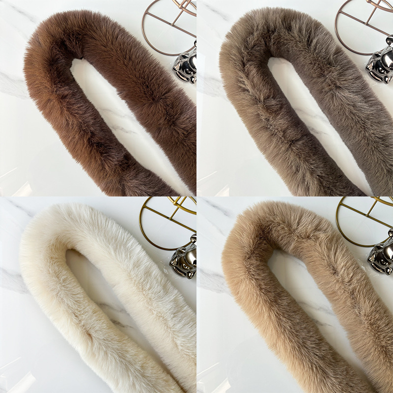 Winter Unisex Versatile Long Plush Warm Scarf Neck Warmer with Fur Collar Double-Sided Thickened Fur Neck Protector