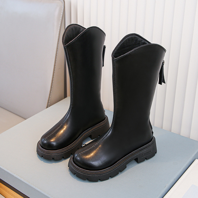 Girls' Boots 2025 Spring & Fall New British Style Black Kidsren's Knight Boots Little Girl's Winter Single Boots