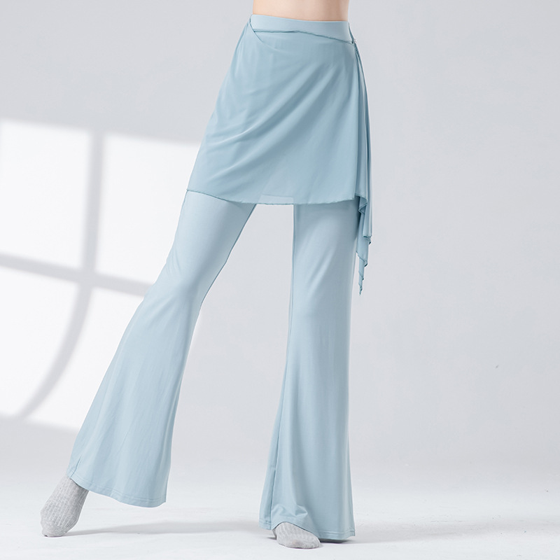 Modern Dance Clothing for Women, New High-Waisted Loose Wide-Leg Pants with Ribbons, Adult Classical Dance Practice Yoga Body Pants