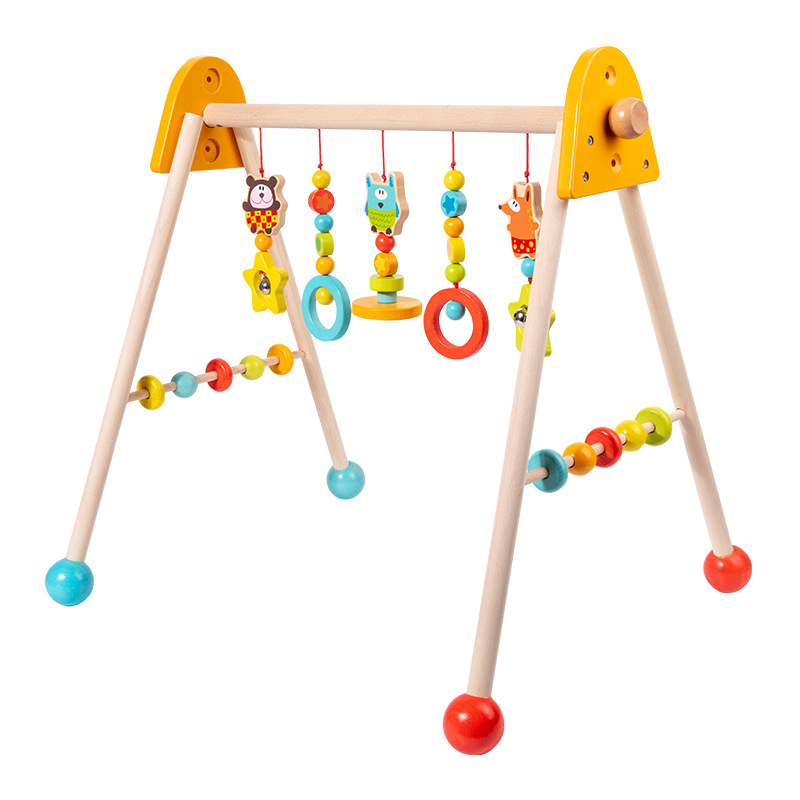 Cross-border Wooden Newborn Fitness Equipment Ornament Ring Exercise Rack Training Hand Grab Toddler Fitness Rack Toy