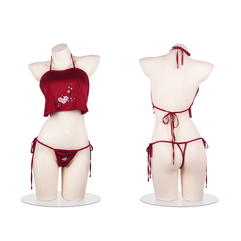 Fantasy High-End Strap Temptation Large Size Pure Desire Bellyband Two-Piece Set Sexy Intimates Retro Embroidered Republic of China Uniform