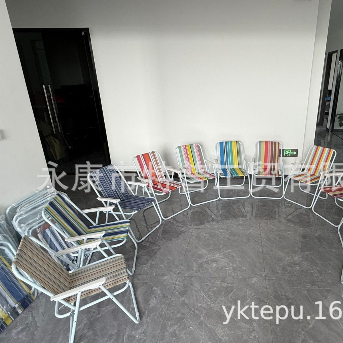 Factory Direct Sales Special Price Outdoor Spring Chair Folding Leisure Camping Chair Oxford Cloth Color Stripes