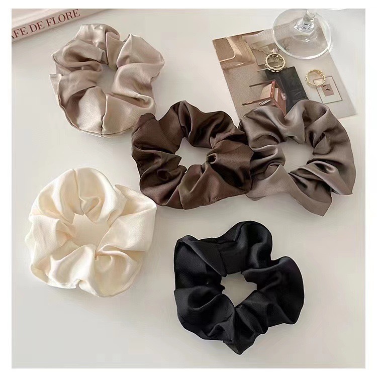 Large Intestine Hair Ring Women's Hair Rope Advanced Style Elegant Hair Rope Head Flower Tie Head Rubber Tendon Black Summer Hair Accessories Headwear New Style
