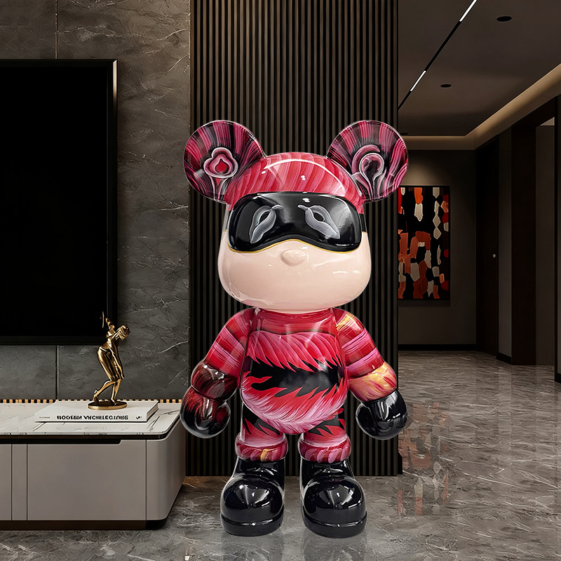 Hand-Painted Fluid Bear Floor-Standing Large Ornaments Modern Living Room Villa Lobby Cartoon Internet Celebrity Violent Bear Factory Direct Sale