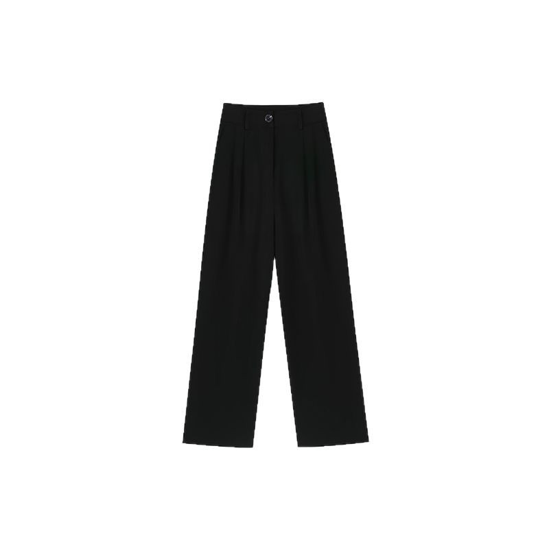 Black suit pants women's spring and autumn fat sister mm high waist loose slimming wide leg casual pants pear-shaped pants