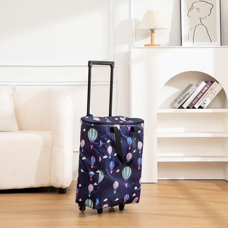 Waterproof Foldable Portable Shopping Cart with Wheels for Climbing Stairs, Reinforced Double-Layer Insulated Shopping Trolley