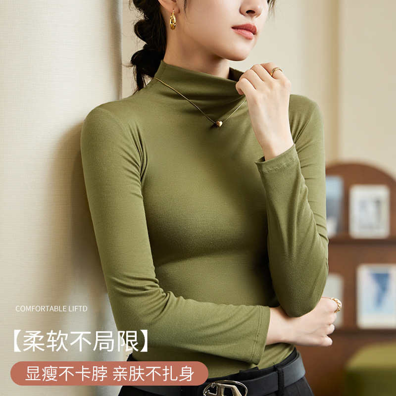 Новая полувысокая длинная осенняя одежда, для ношения под и над одеждой, модный базовый топ для женщин на весну, осень и зиму