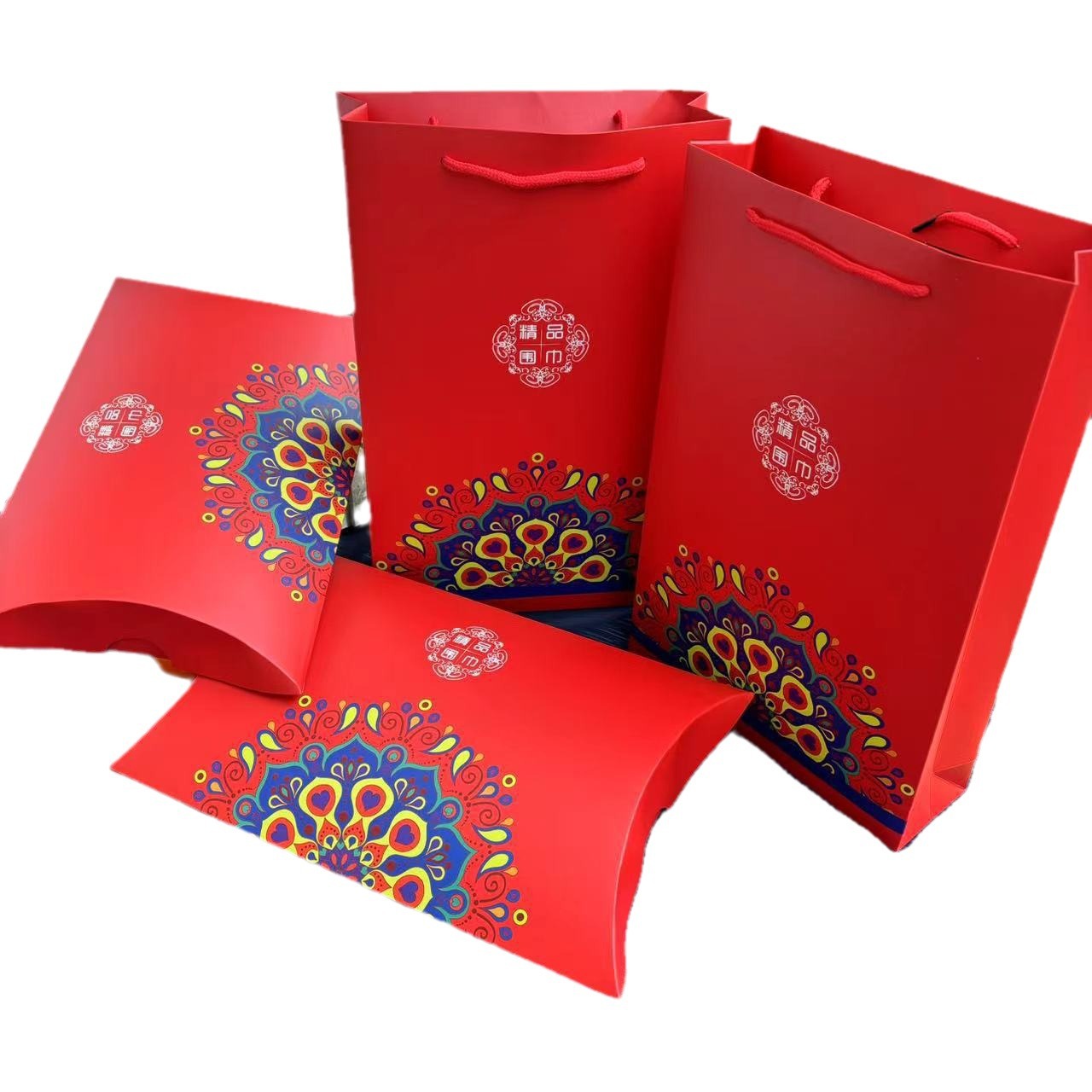 New Enlarged Fine * Scarf Silk Handbag Ready-Made Scarf Gift Paper Bag Ingot Box Manufacturer One Piece