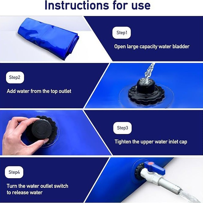 Cross-Border Water Bag, Thickened Large-Capacity Outdoor Vehicle-Mounted Irrigation Portable Foldable Water Tank for Agriculture and Gardening Water Storage