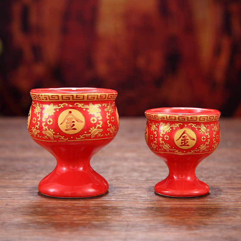 Pre-Buddha Water Cup Ceramic Wine Cup Guan Gong God of Wealth for Worshippers Cup for Home Buddha for Wealth Ornaments