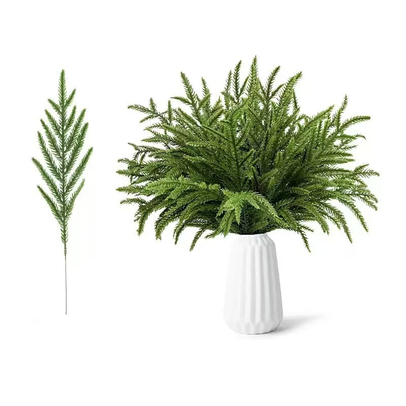 Cross-Border Manufacturers Wholesale Simulated Pine and Cypress Grass, Simulated Falling Snow Pine Needles, Plastic Water Plants, Home Green Plant Wall Decoration