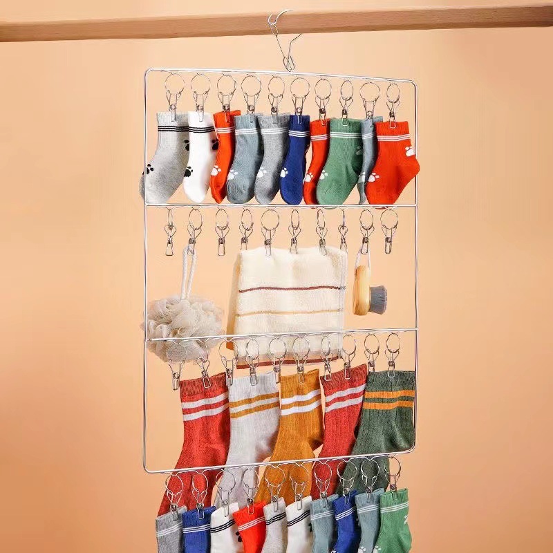 Clip Windproof Sock Rack Multi-Functional Storage Clothing Sock Clip Square Multi-Layer Intimates Drying Rack Clothes Basket Multi-Clip