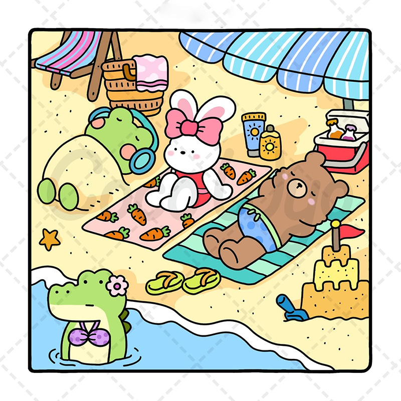 in stock cross-border coloring book for adults and teens Cute animal character book Simple and easy to use coloring book