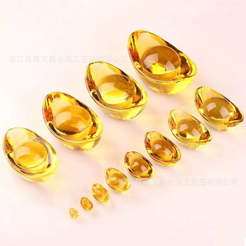 Factory wholesale topaz glossy yuanfu yuanbao cornucopia crystal yuanbao home decoration ornaments crafts