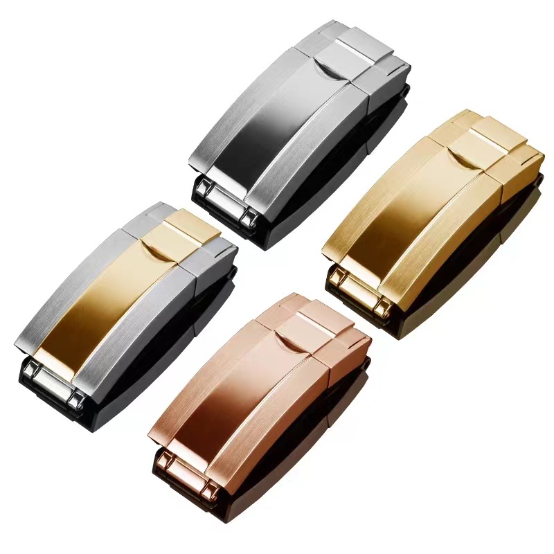 Replacement Black Submariner Stainless Steel Watch Buckle Yacht Watch Buckle Daytona Silicone Strap Buckle Folding Buckle