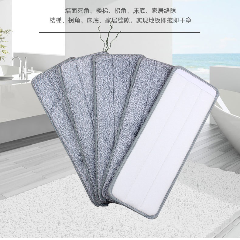 Wholesale hand-free mop replacement head fiber absorbent mop head household wooden floor flat mop head replacement cloth