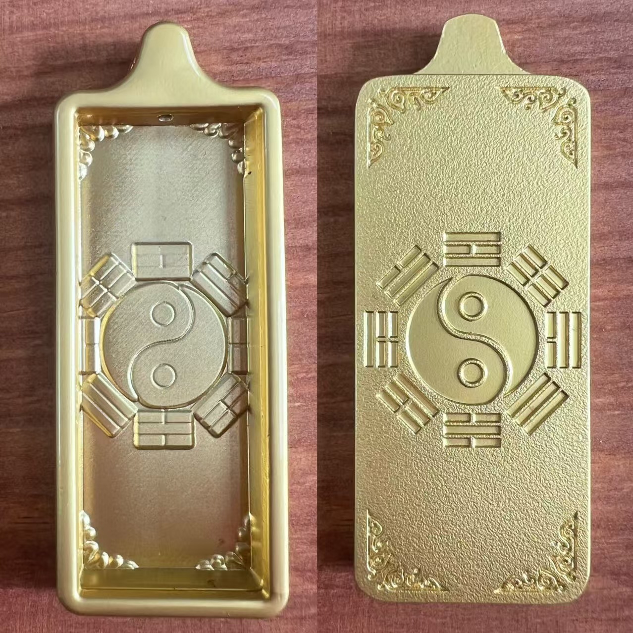 New Xizang Thangka Box Pendant Gawu Box Multi-Size Necklace Gold Alloy Empty Box 2*5 Small Strip cm