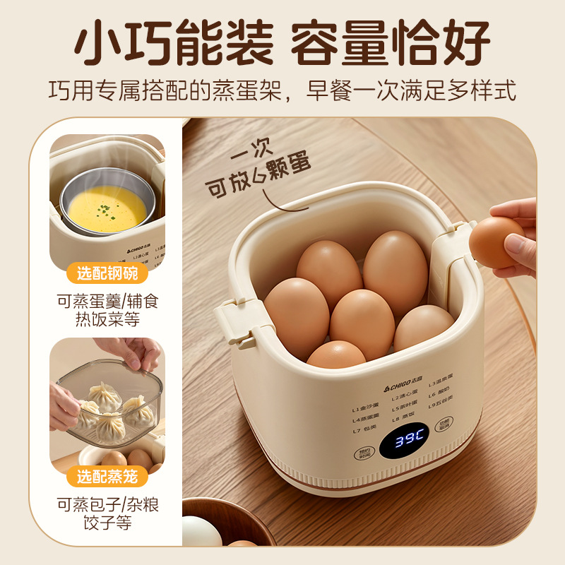 Chigo Egg Steamer Automatic Power-Off Egg Cooker Household Egg Custard Multi-Functional Artifact Dormitory Small Mini Breakfast Machine