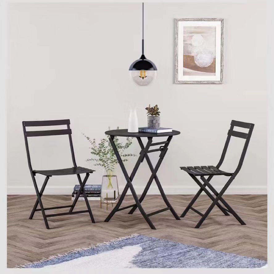 Outdoor Folding Table and Chair Combination Coffee Shop Milk Tea Shop Outdoor Table and Chair Terrace Small Table and Chair Garden Table and Chair Outdoor Chair