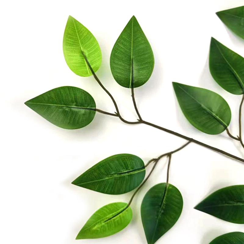 Artificial Banyan Branch Banyan leaf feel plastic Banyan Branch green plant leaf fake branch garden decoration