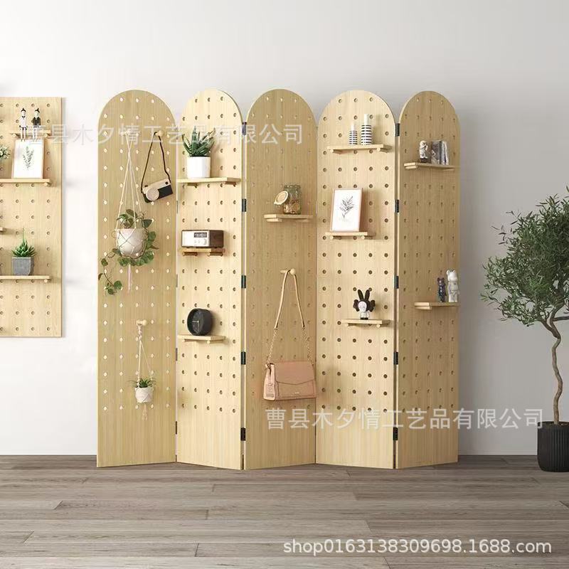 Перфорированная деревянная перегородка для входной зоны, простая вертикальная перегородка, креативная простая полка для хранения