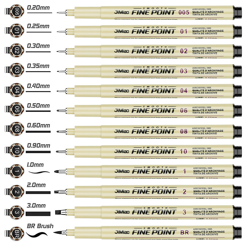 Needle pen cherry blossom with waterproof hook pen art cartoon design straw pen hand-painted needle painting pen wholesale