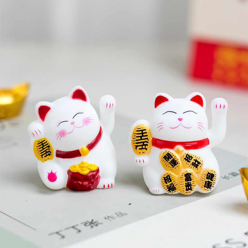 Зеленые комнатные растения в горшках, мини-декор для офиса, открытие бизнеса, удача, кошка удачи