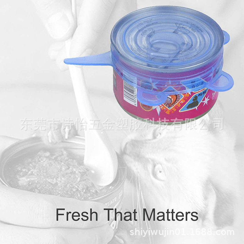 New Silicone Pet Can Lid Multi-Purpose 6.5Cmfda Food Grade Stretchable Sealed Silicone Fresh-Keeping Lid