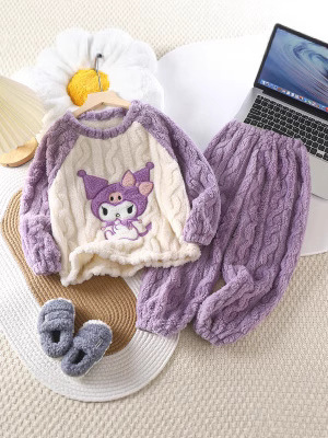 Cloud velvet home clothing 2025 new jacquard comfortable cotton velvet parent clothing thick warm two-piece factory wholesale tide