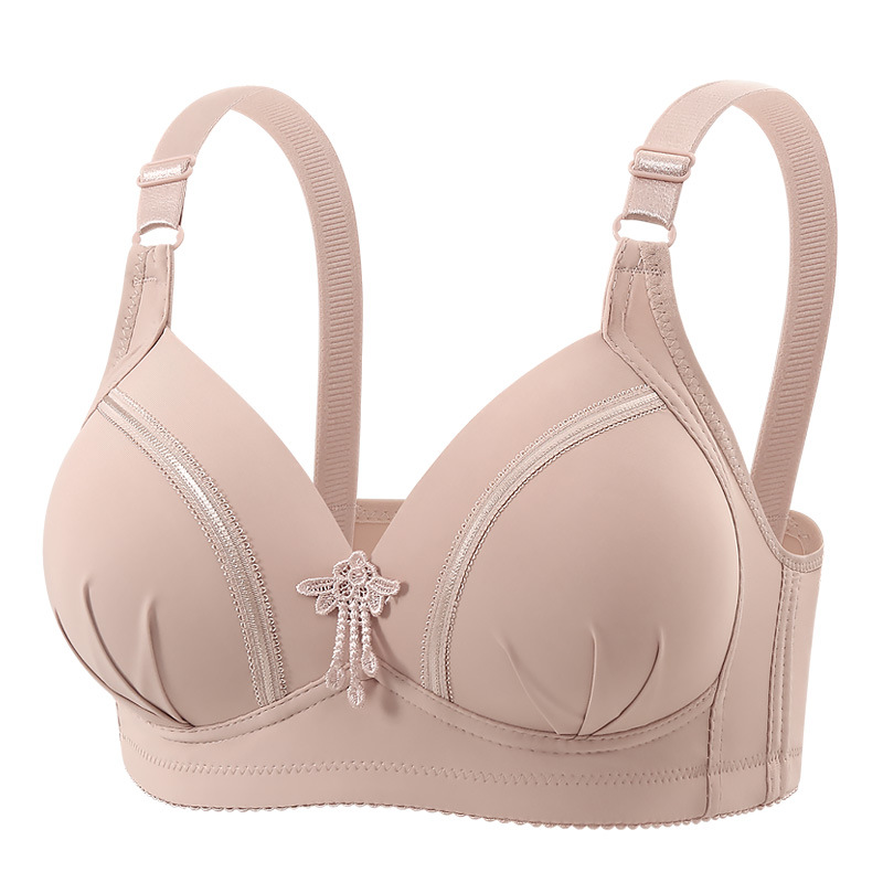 Large Size Thin Non-Wired Anti-Sagging Side-Retracting Breast-Retracting Push-Up Women's Underwear Bra for Middle-Aged and Elderly Mothers