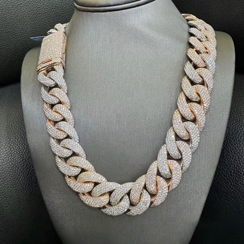 Platinum Full Diamond Necklace Pt950 Cuban Necklace Artificially Cultivated Diamond Necklace European and American Hip-Hop Men's Necklace Customization