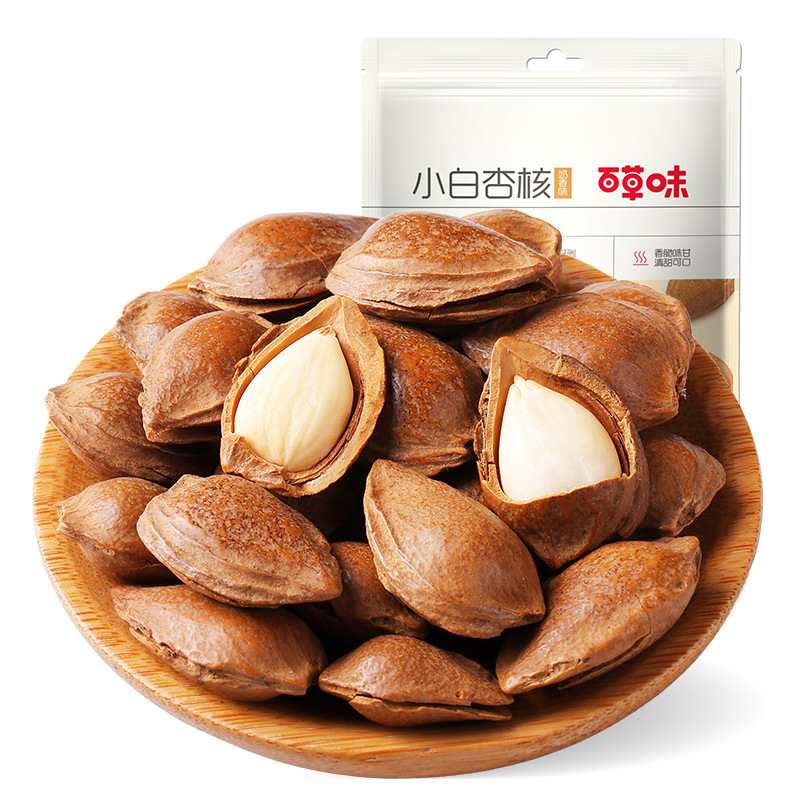 Baicaowei Hand-Peeled Small White Apricots 100g Nut Snacks Dried Fruit Open Apricot Kernel Snacks Wholesale