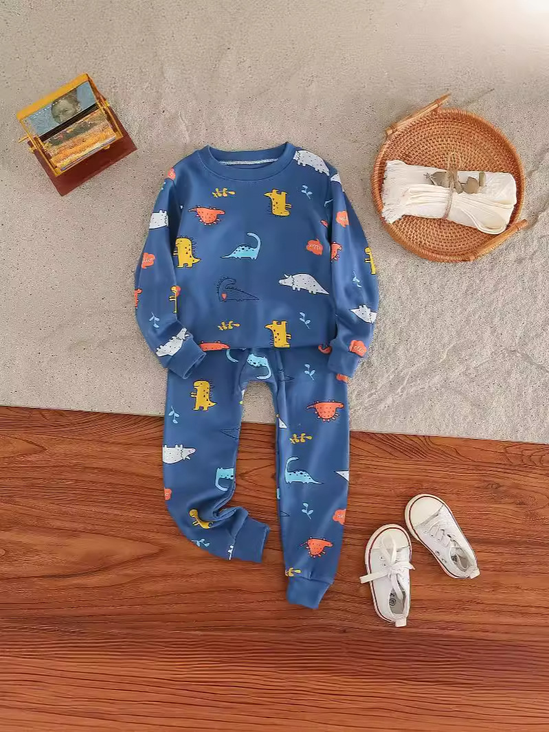 Pajamas 2025 Autumn Pure Cotton Long Sleeve Long Pants Cartoon Anime Homewear Set for Toddlers and Children Infant Home Leisure Wear
