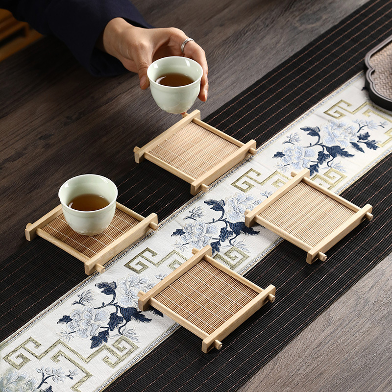 Bamboo Coasters, Tic-Tac-Toe Tea Cup Mats, Heat Insulation Mats, Small Accessories Mats, Dining Table Mats, Pastry Mats, Mats, Tea Ceremony Accessories