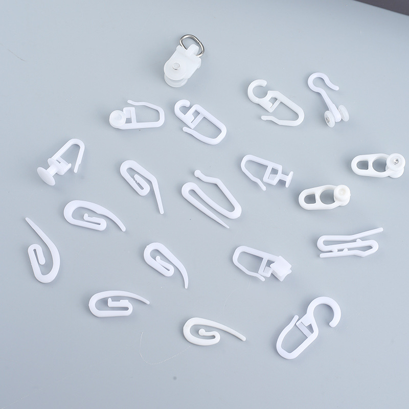 Curtain Hook Plastic Pointed Hook Curtain Track Pulley Hook Accessories Snake-Shaped Curtain Bean Sprout Hook Shower Curtain Hook Buckle