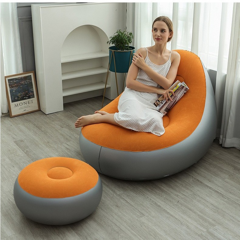 Cross-border in stock color thick combination sofa with pedal lazy inflatable sofa pvc inflatable cushion