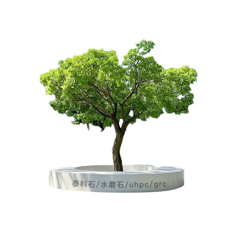 Landscape Grc Bench, Terrazzo Stone Concrete Seating, Creative Cement Tree Pool, Irregular Uhpc Outdoor Customization