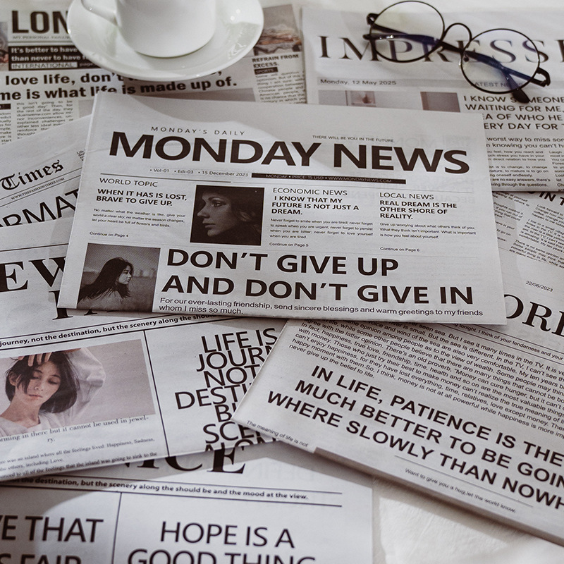 ins style English newspaper photography props decoration decoration online celebrity clothing home food shooting photography background paper