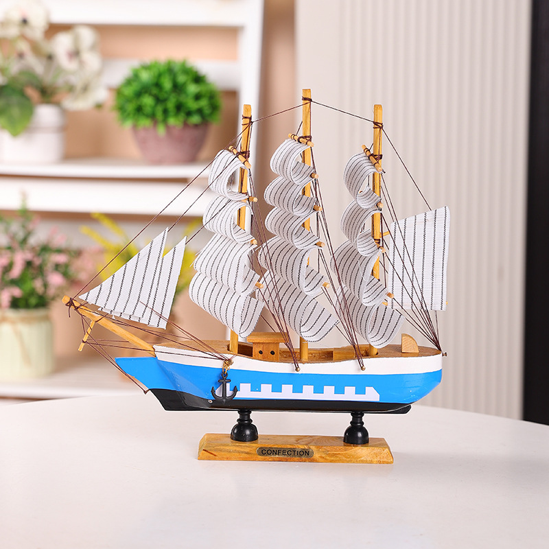 New Mediterranean Sailboat Ornaments Home Living Room Wine Cabinet Bedroom Desktop Ornaments Marine Style Gift Wooden Ship Model