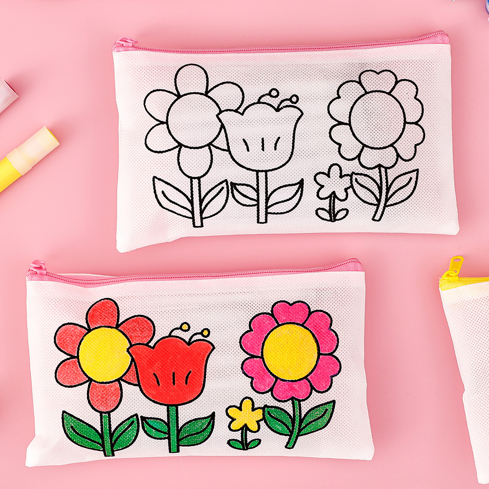 Children's DIY Handmade Graffiti Pencil Bag Creative Multi-Functional Stationery Small Gift Kindergarten Non-Woven Painting Pencil Bag