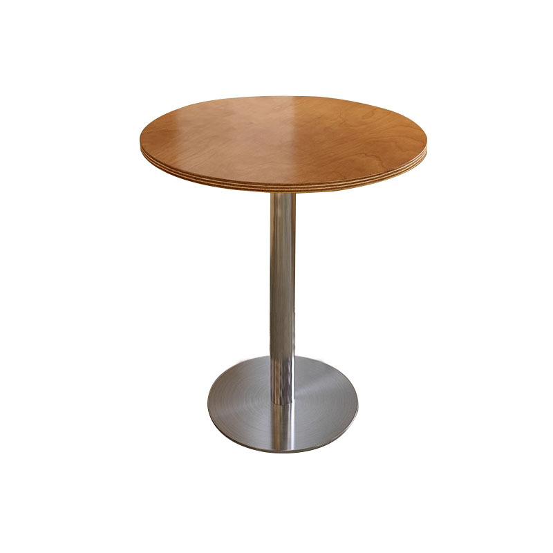 Simple Log Style Cafe Dining Table Ocean Board Western Restaurant Walnut Color Square Table Round Table Stainless Steel Table Chair