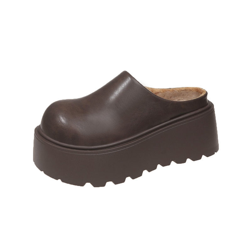 Thick-Soled Closed-Toe Mule Slippers for Everyday Use, Versatile 2024 New Lazy Style Height-Increasing Mules with Half-Heel