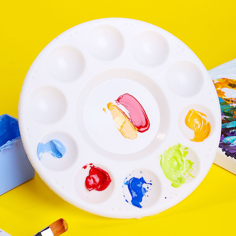 Cross-border children's art painting plastic round palette 10 holes round palette pigment palette dish