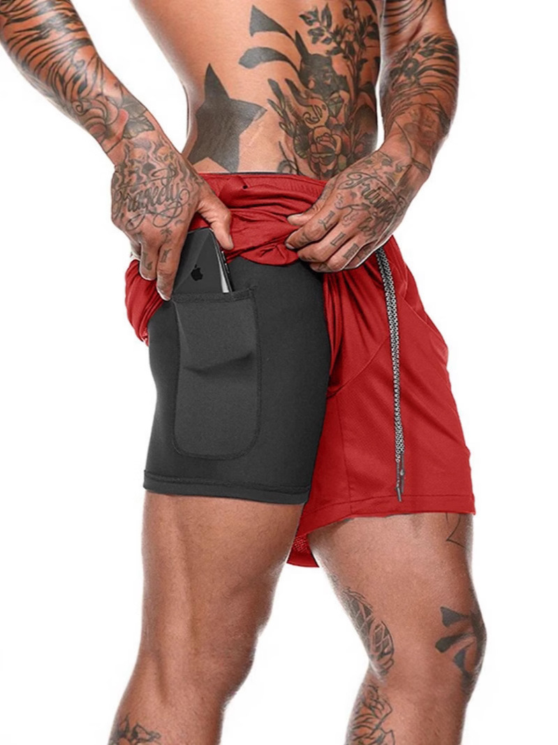 New Sports Shorts Men's Summer Running Training Quick-Drying Double-Layer Shorts Camouflage Training Fitness Pants Cross-Border Supply