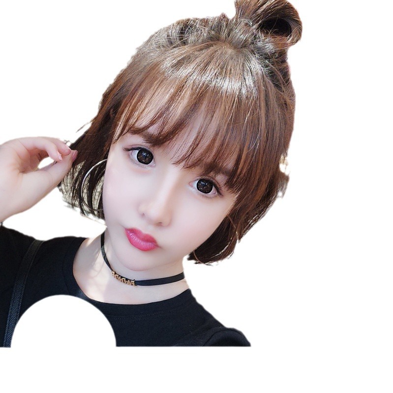 Hongxiu Selection - Full Hand-Woven Air Bangs Hairpiece, Real Human Hair Bangs, Mini Lightweight Bangs Hairpiece