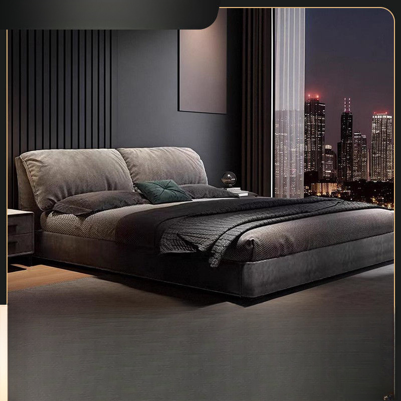 Italian-Style Light Luxury Elephant Ear Double High-End Atmospheric Master Bedroom Large Bed Fabric Bed Modern Simple Storage Wedding Bed